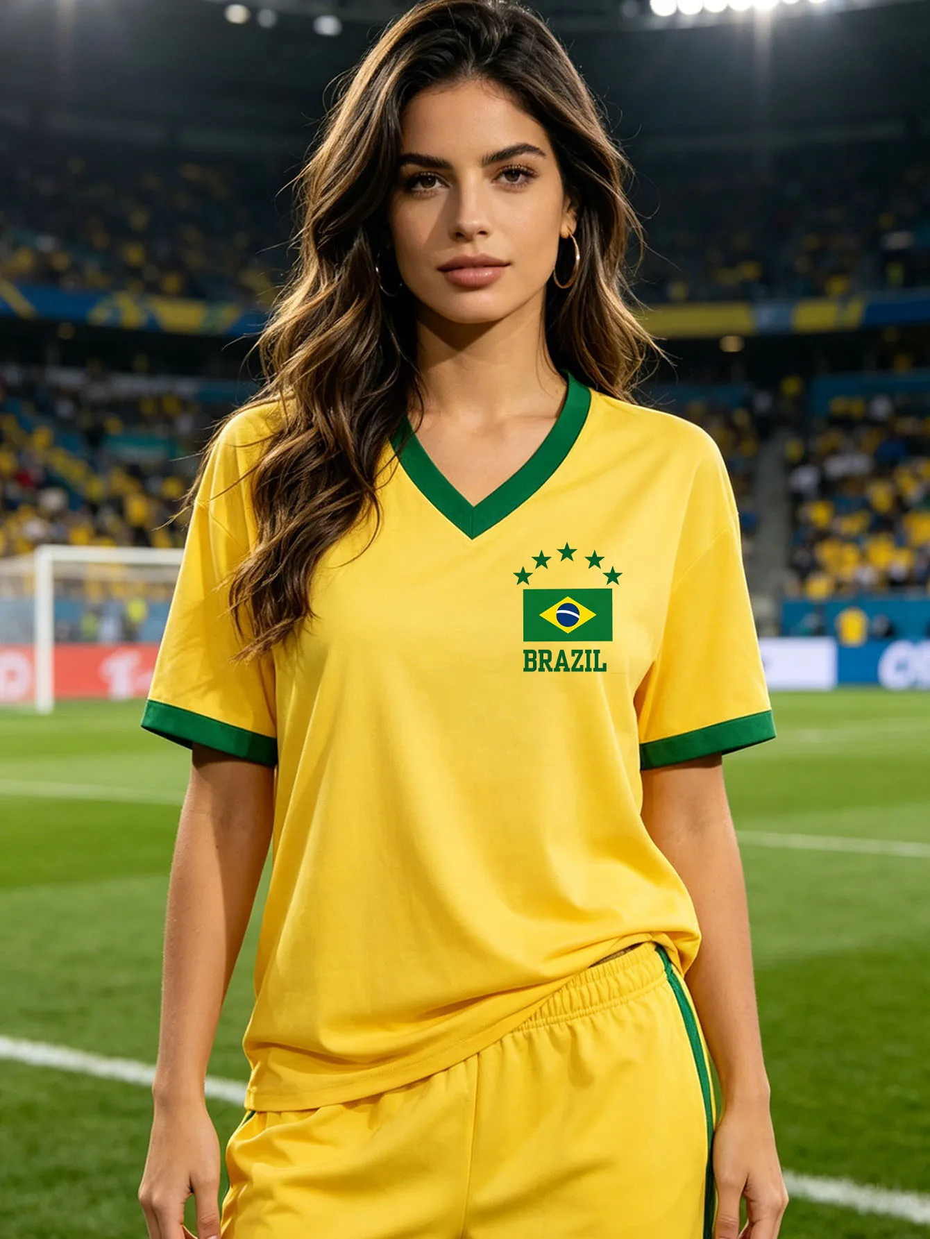 Camiseta Estética da Seleção Brasileira Feminina, Estampa Gráfica Esportiva